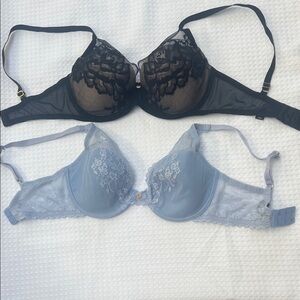 Natori Black and Light Blue Lace Bras